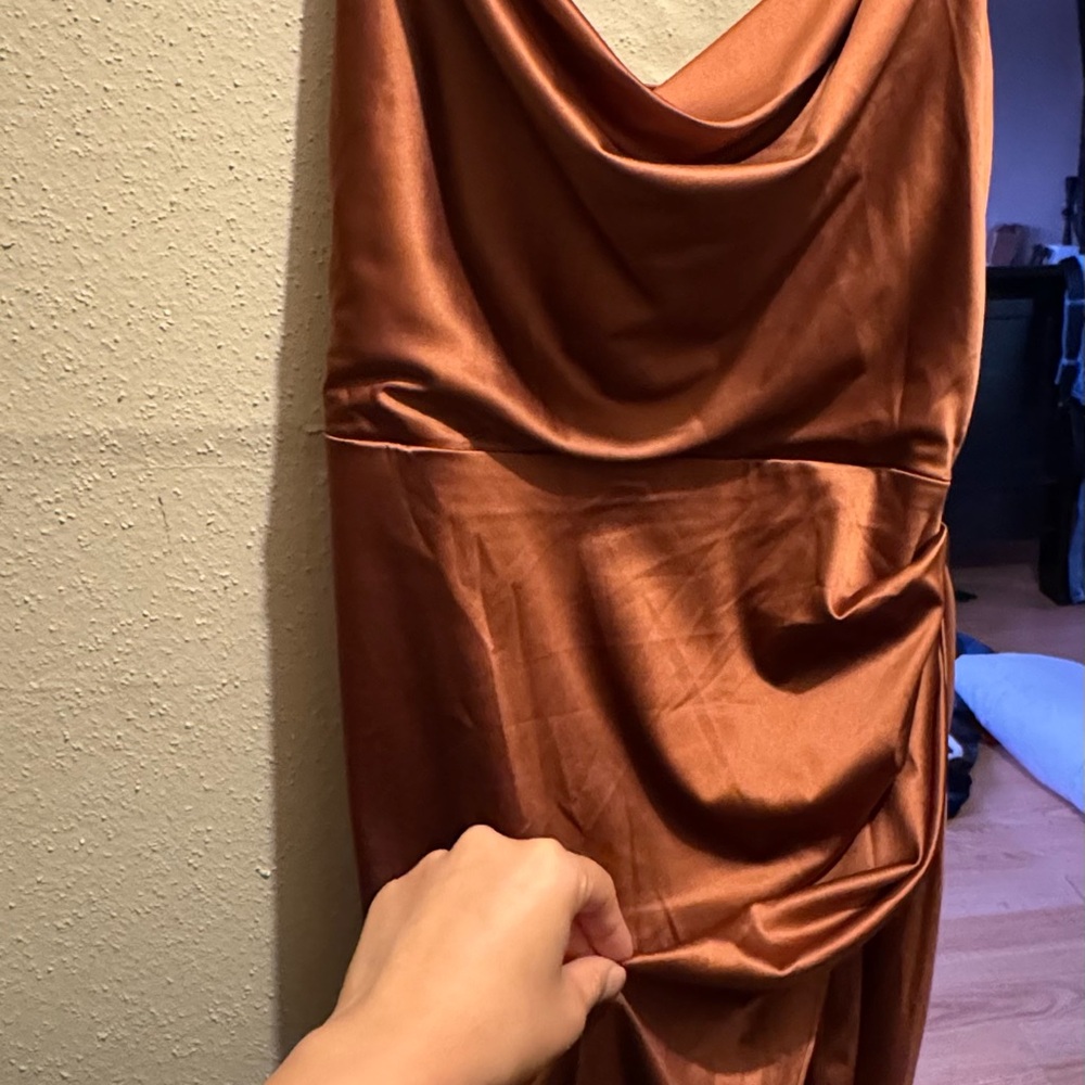 Amazon Copper Satin Midi Dress size M